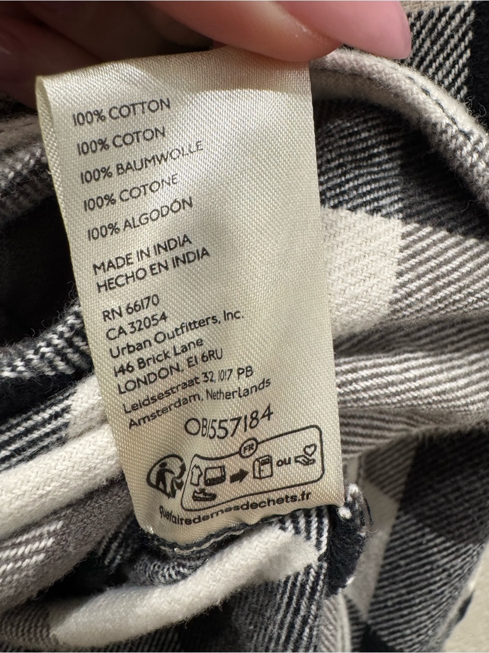 Free People We The Free Izzy Plaid Flannel Shirt XS Black Cream Oversized - Picture 5 of 8
